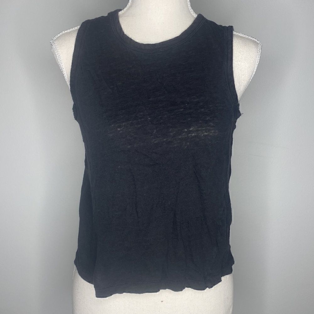 Banana Republic Black Linen Medium Crop Top Sleeveless